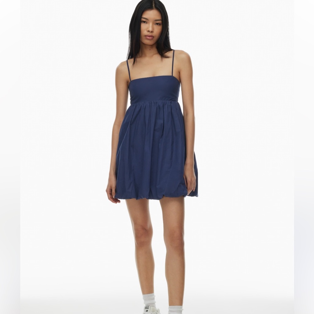 Aritzia Elio Poplin Dress in Ink Navy